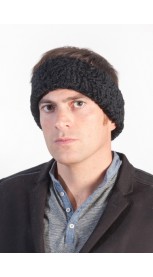 Black karakul fur headband unisex